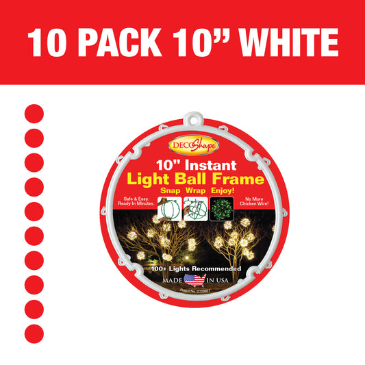 [10 Pack] 10" White Light Ball Frames