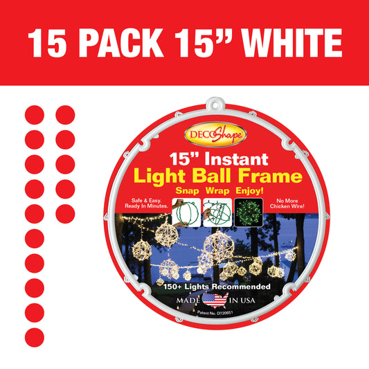 [15 Pack] 10" White Light Ball Frames