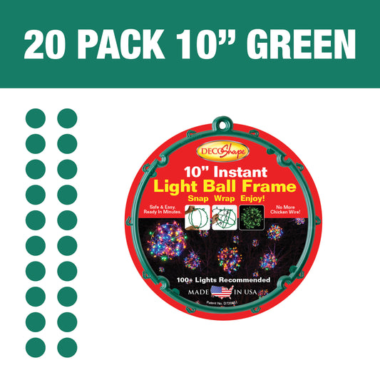 [20 Pack] 10" Green Light Ball Frames