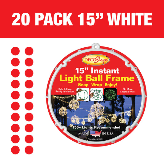 [20 Pack] 15" White Light Ball Frames