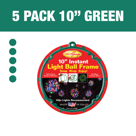 [5 Pack] 10" Green Light Ball Frames