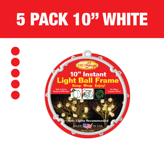 [5 Pack] 10" White Light Ball Frames