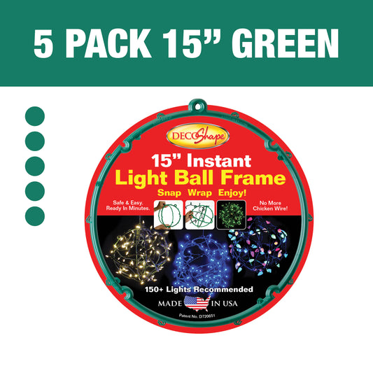 [5 Pack] 15" Green Light Ball Frames