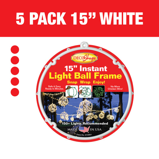 [5 Pack] 15" White Light Ball Frames